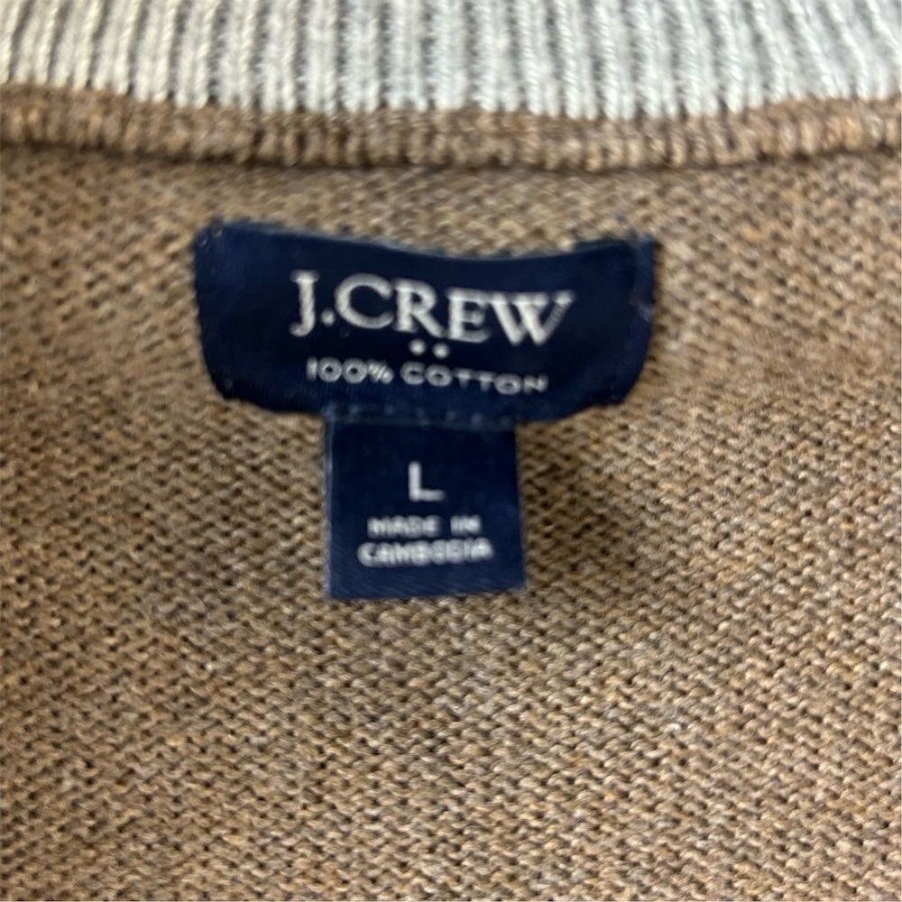 J.Crew Men's Brown Quarter Zip Pullover Sweater Size L Casual‎ Knit - Picture 4 of 9